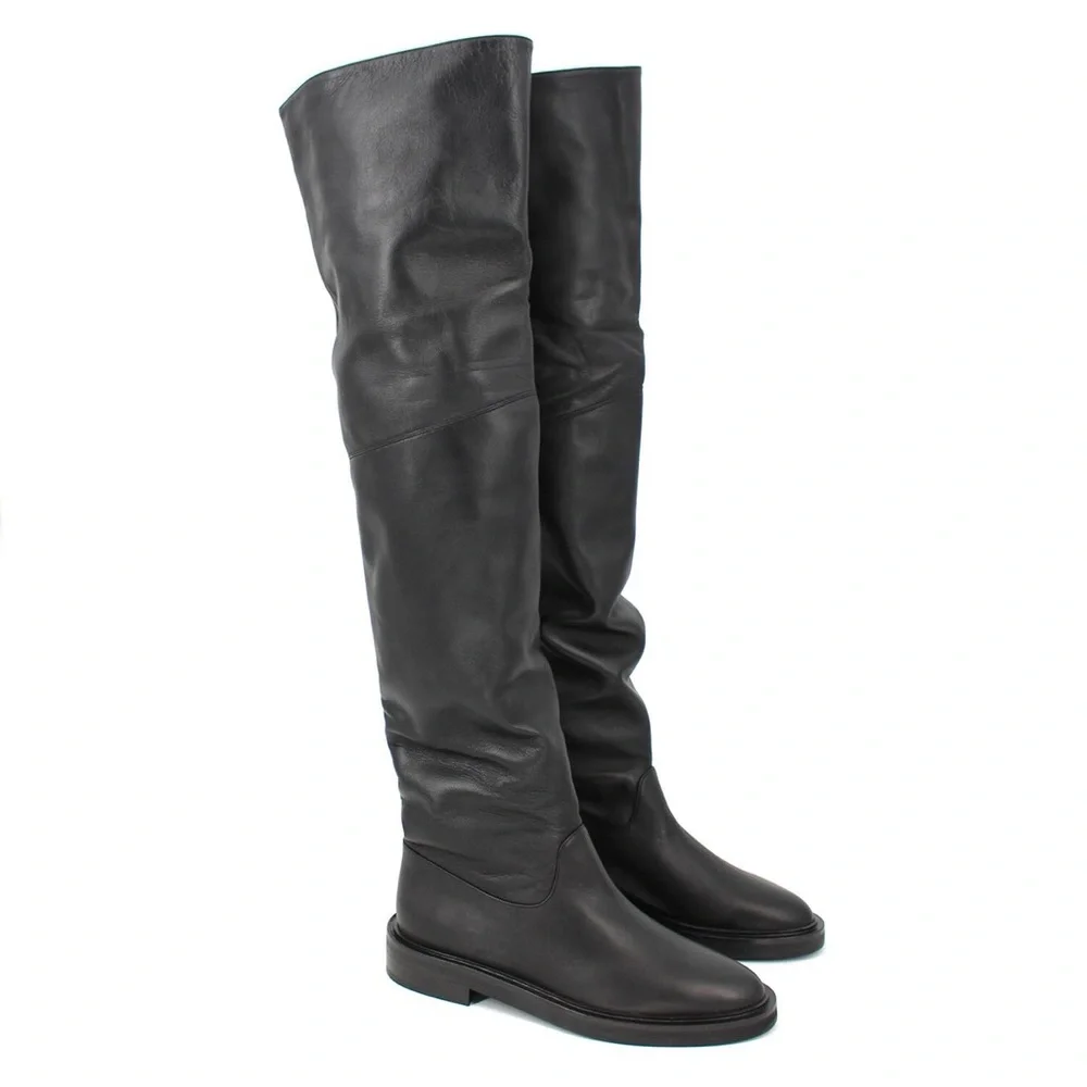 Tamara Mellon Black Nappa Tempest Over the Knee Boots 15mm Heels